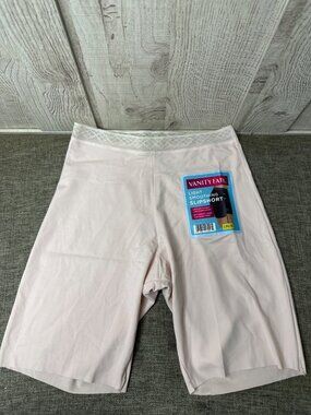 Vanity Fair Light Smoothing Slipshort Womens M/6 Beige Lace Waistband Underwear